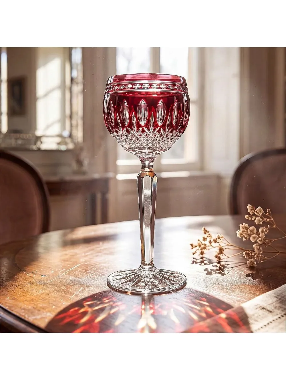 Set of 2 Rare Vtg. WATERFORD Clarendon Ruby Red Lead Crystal Wine Glass Stemware